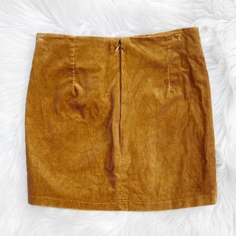 Rewash Corduroy Button Skirt Mustard Brown Youth XL